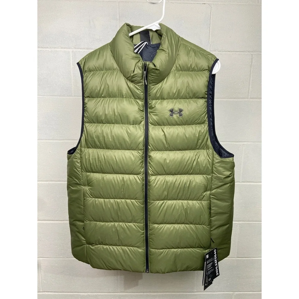 NWT Under Armour Legend Down Puffer‎ Vest Men's XXL Green Water-Repellent 600FP